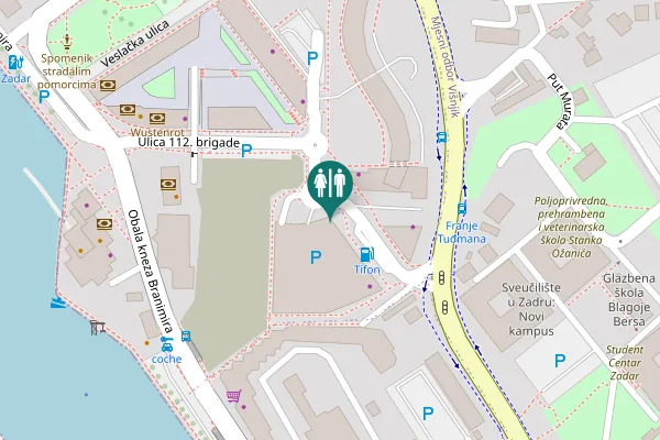 Map showing location of Zadar Toilet