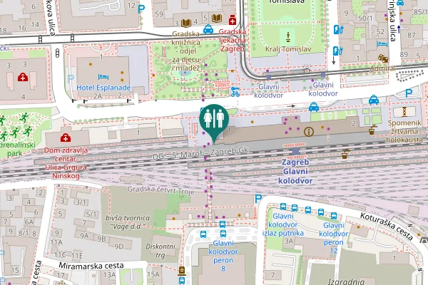 Map showing location of Trg Ante Starčevića 1 Toilet