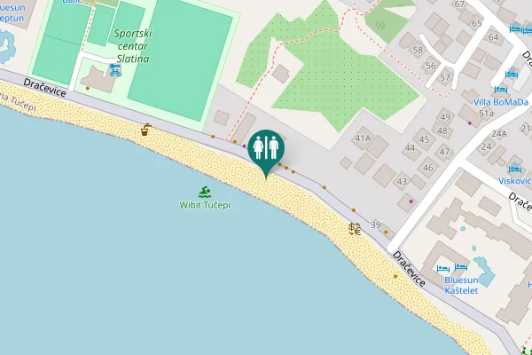 Map showing location of Dračevice Toilet