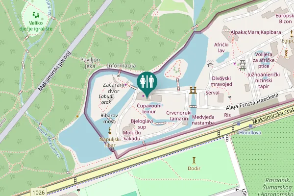 Map showing location of Maksimirski perivoj bb Toilet
