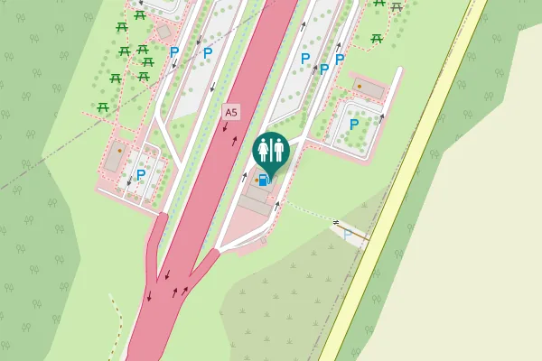 Map showing location of A5 111 Toilet