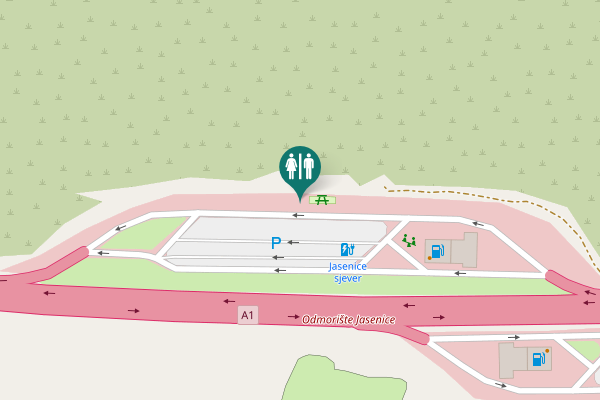 Map showing location of A1 Toilet
