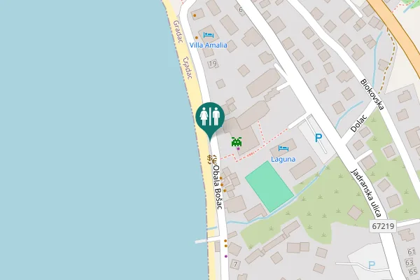 Map showing location of Obala Bošac 14 Toilet