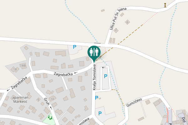 Map showing location of Kralja Tomislava Toilet