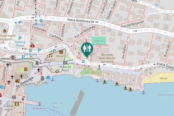 Map showing location of Frana Supila 1 Toilet