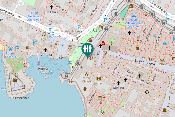 Map showing location of Poljana Paska Miličevića Toilet