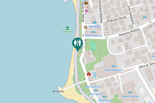 Map showing location of Općina Baška Voda Toilet