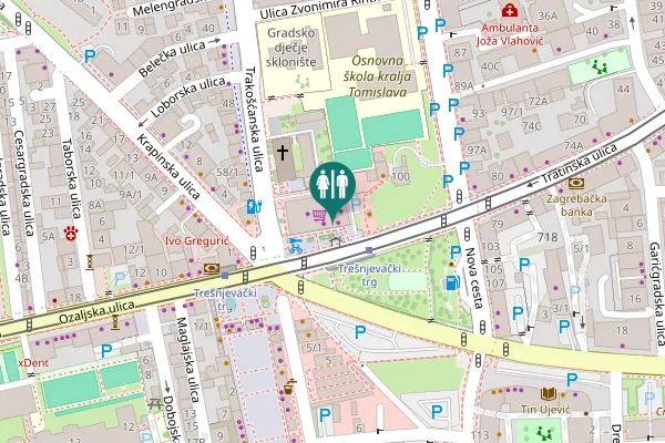 Map showing location of Trešnjevački trg 1 Toilet