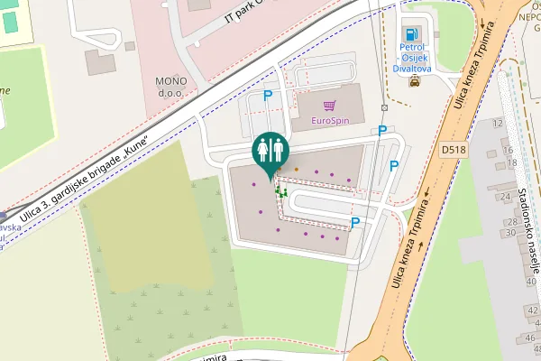Map showing location of Ulica kneza Trpimira 20 Toilet