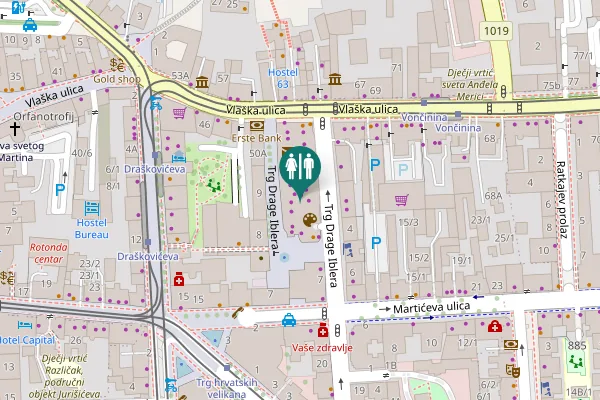 Map showing location of Trg Drage Iblera 10 Toilet