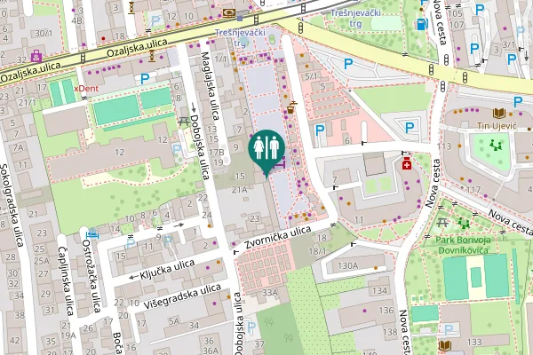 Map showing location of Trešnjevački trg 2 Toilet