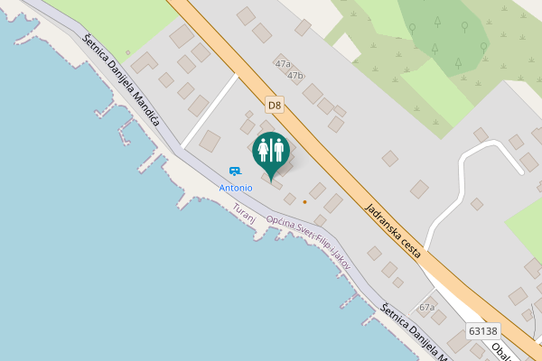 Map showing location of Šetnica Danijela Mandića Toilet