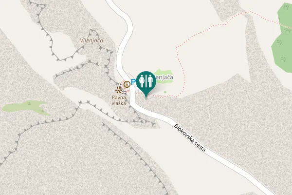 Map showing location of planinska staza na Kimet Toilet