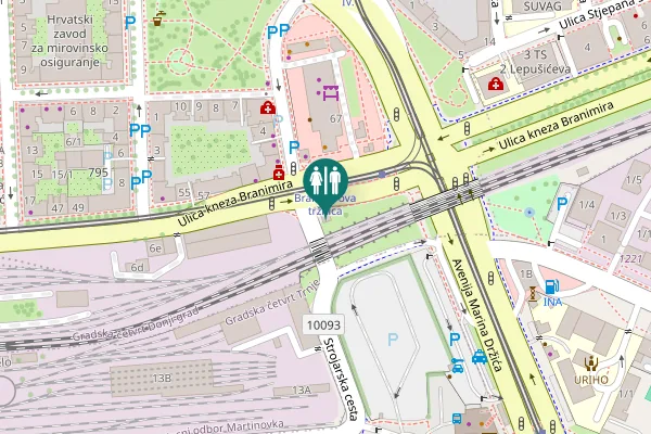 Map showing location of Ulica kneza Branimira Toilet
