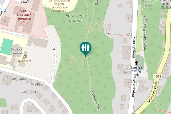 Map showing location of Dubravkin put Toilet