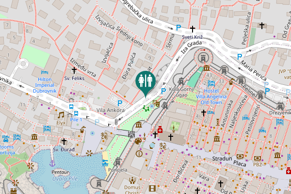 Map showing location of Iza Grada Toilet