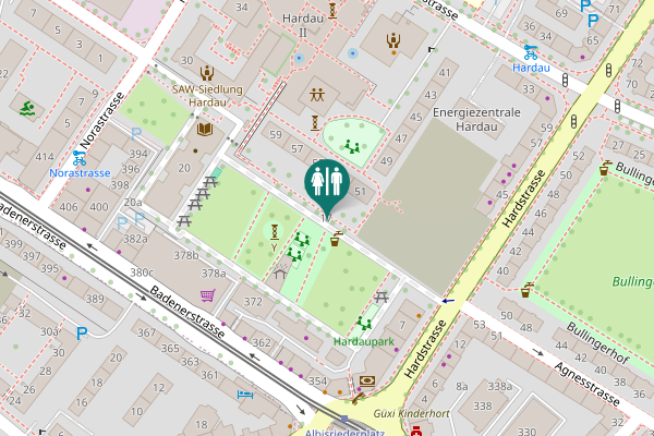 Map showing location of Hardaupark