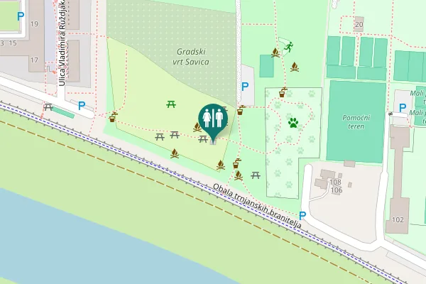 Map showing location of Obala trnjanskih branitelja Toilet