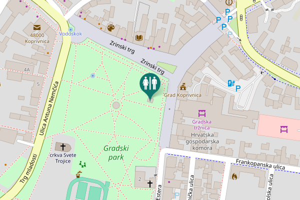 Map showing location of Grad Koprivnica Toilet