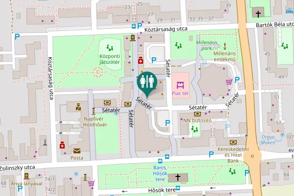 Map showing location of Sétatér Toilet