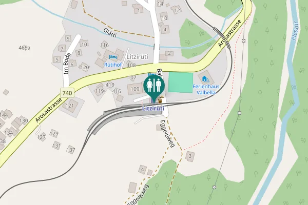 Map showing location of Litzirüti Station