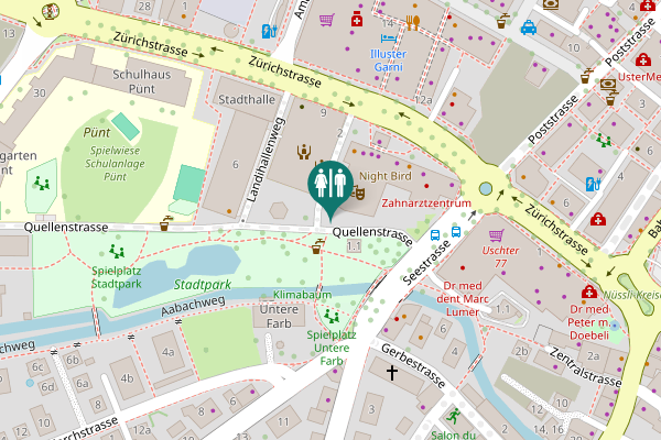 Map showing location of Quellenstrasse 1.1 Toilet