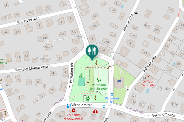 Map showing location of Vérhalom tér 4 Toilet