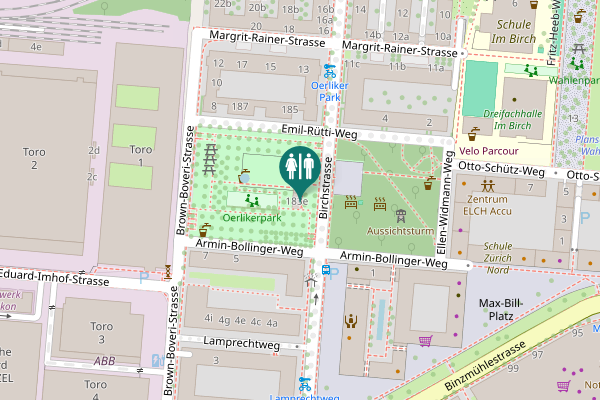 Map showing location of Oerlikerpark