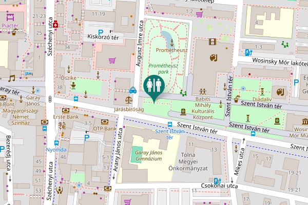 Map showing location of Szent István tér Toilet