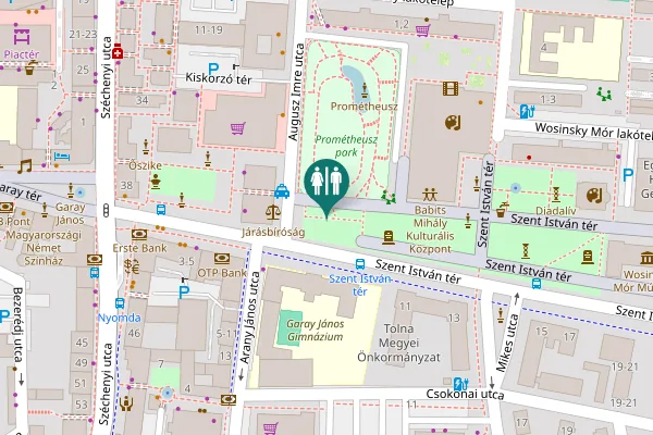 Map showing location of Szent István tér Toilet