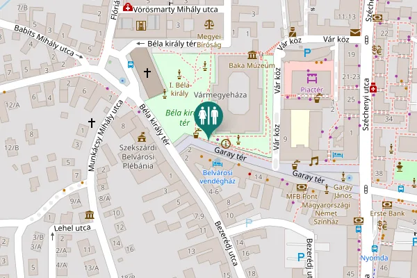 Map showing location of Garay tér 18 Toilet