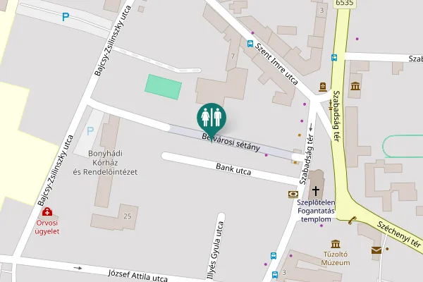 Map showing location of Belvárosi sétány Toilet