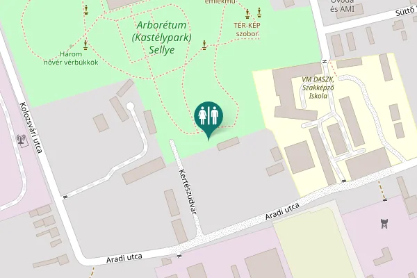 Map showing location of Aradi utca Toilet
