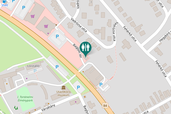 Map showing location of Baglyas tér Toilet