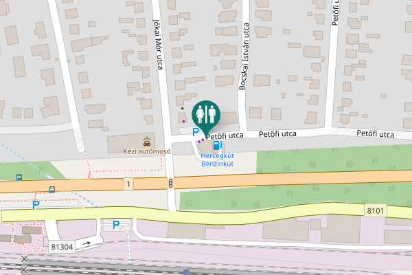 Map showing location of Petőfi utca 1/C Toilet
