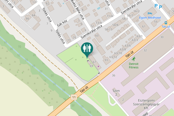 Map showing location of Táti út 67 Toilet