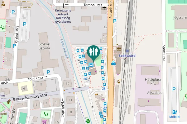 Map showing location of Pollack Mihály utca 2-4 Toilet