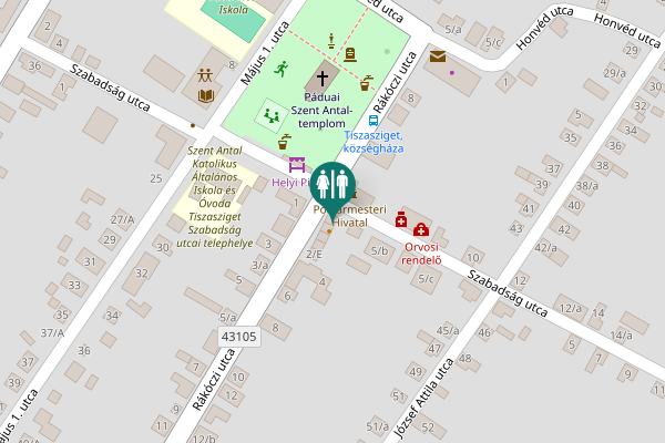 Map showing location of Rákóczi utca 2/A Toilet