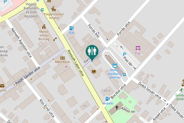 Map showing location of Forrás utca Toilet