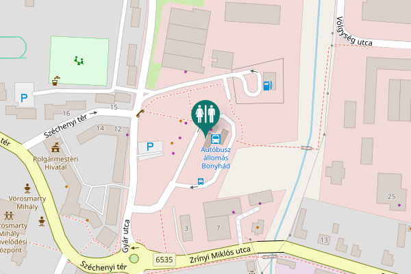 Map showing location of Bonyhád Toilet