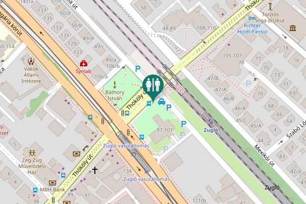 Map showing location of Thököly út 97-101 Toilet