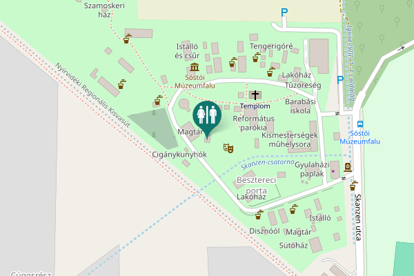 Map showing location of Zsák utca Toilet