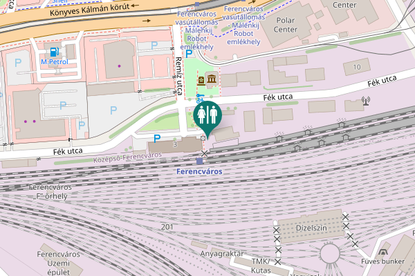 Map showing location of Fék utca 3 Toilet
