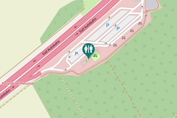 Map showing location of Süd Autobahn Toilet
