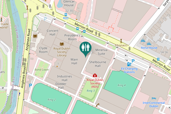 Map showing location of Merrion Road Toilet