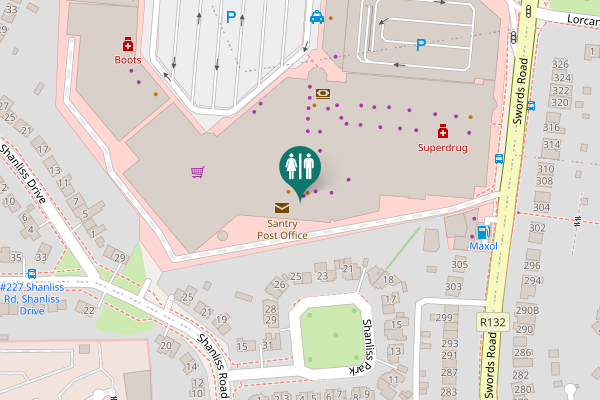 Map showing location of Swords Road Toilet