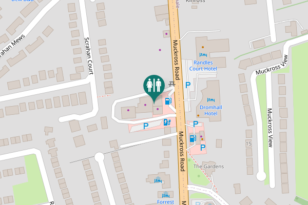 Map showing location of Muckross Road Toilet