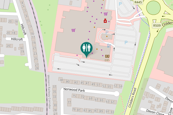 Map showing location of Parkway Roundabout Toilet