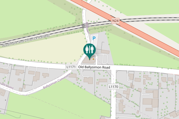 Map showing location of Old Ballysimon Road Toilet