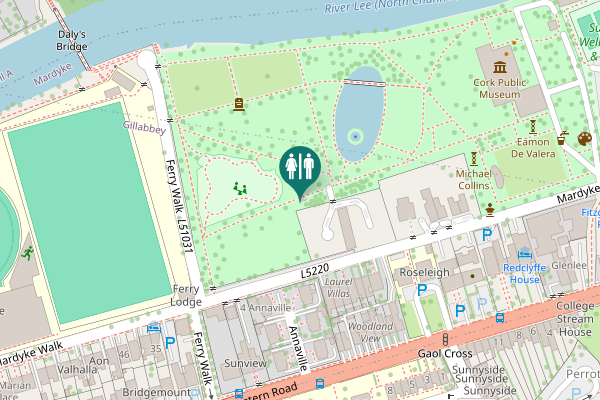 Map showing location of Mardyke Walk Toilet